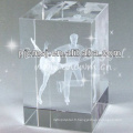 5 * 5 * 8cm beau cube laser en cristal 3D pour cadeau CM-CCB001